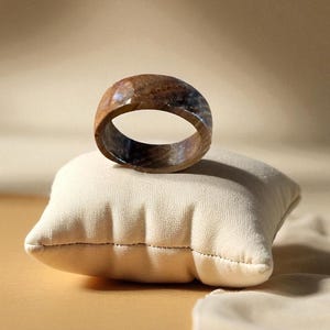 Handmade solid Wooden Ring: Custom Natural Wood Band, Ash Maple Walnut Hickory