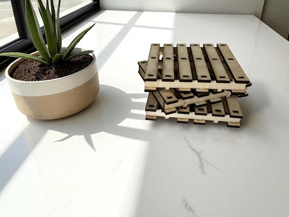 Handmade Mini Pallet Coasters – Rustic Farmhouse Style (Set of 4)