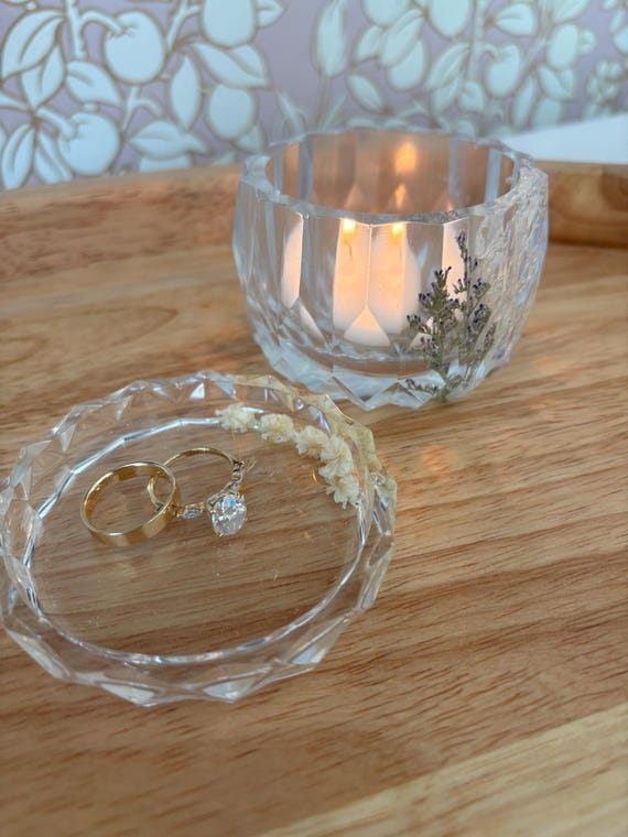 Pressed Flower Resin Ring Dish with bowl