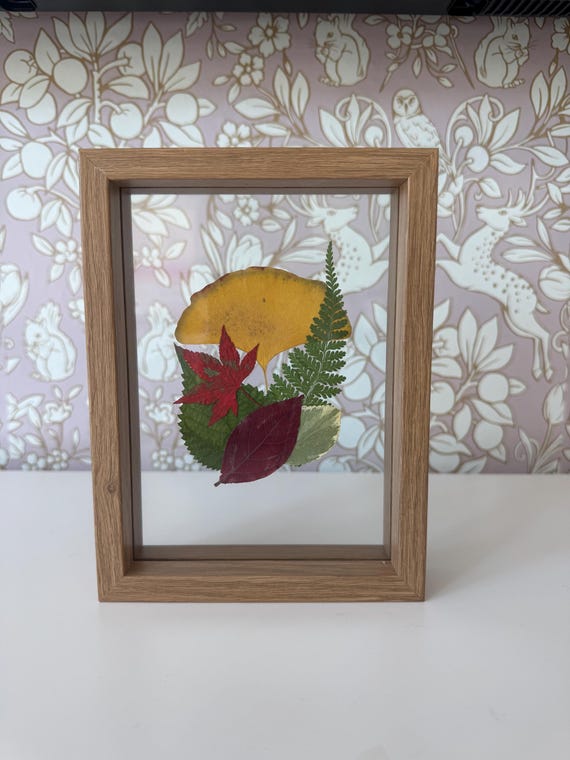 Pressed Botanical Glass Frame: Real Dried Flower Art, Wood Frame