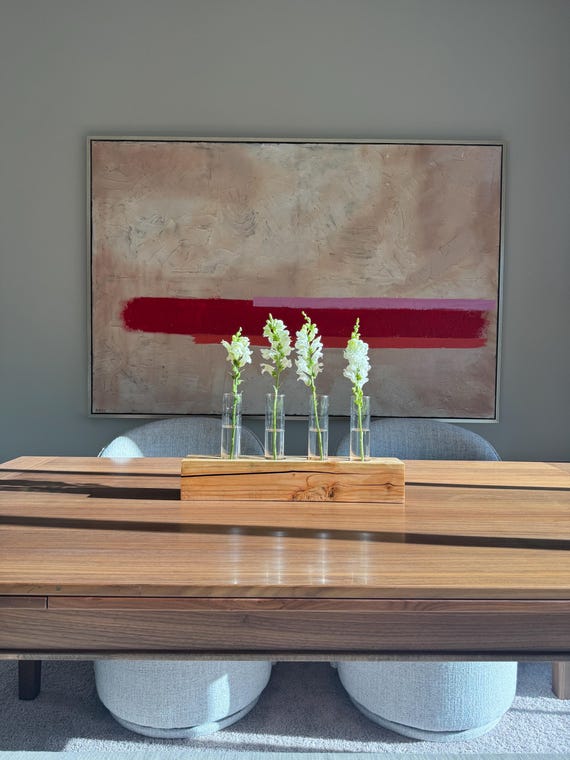 Rustic Wood Vase Block with Resin: Handmade Floral Centerpiece