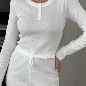 Handgefertigtes Baumwollstrick Loungewear Set | Damen Pyjama Style Outfit