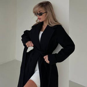 Premium Cashmere Coat with Belt | Oversized Cardigan Jacket | Warm Long Trench | Fall, Winter, Spring Wrap Coat for Women