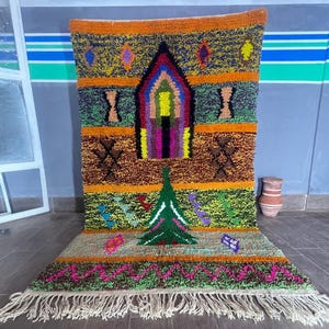 Handmade Orange Moroccan Rug: Authentic Berber Shag Rug