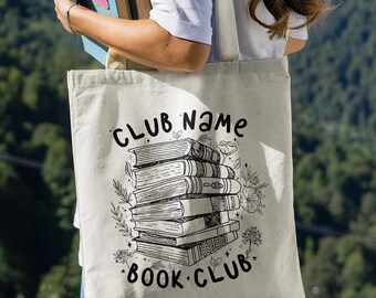Customizable Book Club Tote Bag: Trendy Personalized Bookish Shoulder Bag, Bookworm Gift, Vintage Booktok