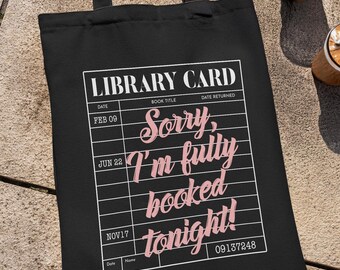 Custom Library Card Tote Bag: Reading Librarian Gift, Book Lover Tote