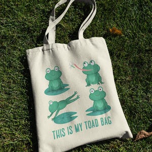 Retro Frog Meme Shoulder Bag, This is My Toad Organic Cotton Tote Bag