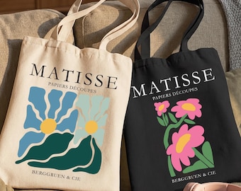 Henri Matisse Graphic Art Cotton Tote, Matisse Flower Abstract Plant Shoulder Bag, Artist Gift
