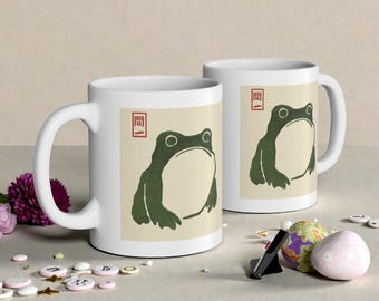 Japanese Grumpy Frog Mug: Matsumoto Hoji Coffee Cup, Frog Lover Gift Custom
