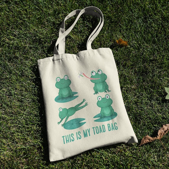 Retro Frog Meme Shoulder Bag, This is My Toad Organic Cotton Tote Bag