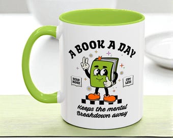 Custom Green Book Lover Mug: Bookish Quote Ceramic Cup, Book Club Gift