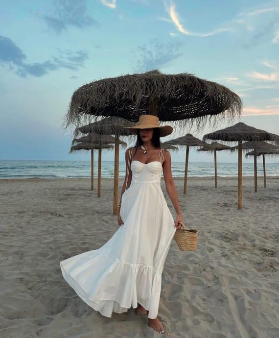 Ruffle Hem Maxi Dress: Boho Beach Wedding Evening Gown - Etsy Israel