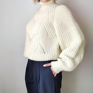 Hand Knit Wool Sweater | Soft Turtleneck Pullover | Minimalist Winter Knitwear | Made to Order
