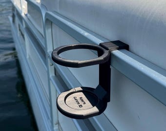 Snap-On Boat Cup Holder for 1.25 & 1.5 Rails | Pontoon Marine Drink Caddy