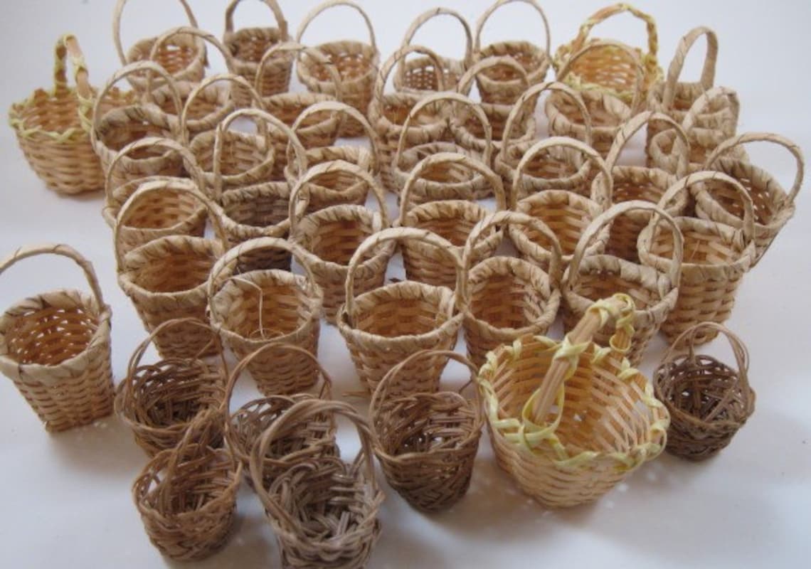 FORTY Miniature Woven Baskets for Craft Work Etsy