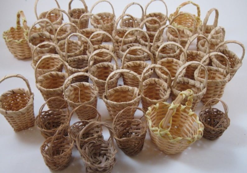 FORTY Miniature Woven Baskets for Craft Work Etsy