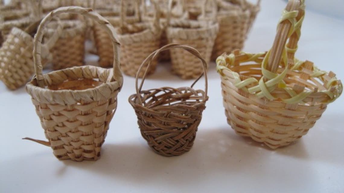 FORTY Miniature Woven Baskets for Craft Work Etsy