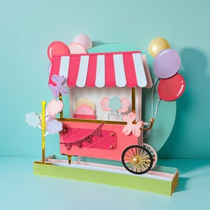Cotton Candy Cart Box Card SVG
