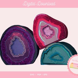 Cajas de regalo de geoda de ágata 3D SVG/Archivo de corte de papel en capas (Descarga digital)