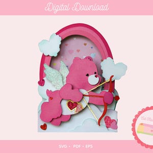 Cupid Bear Box Card SVG – 3D Valentine's Day Card (Digital Cut File)