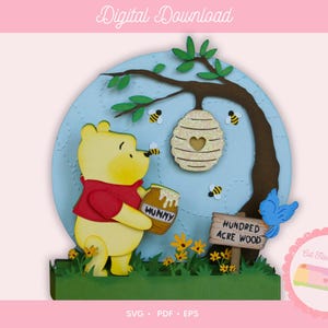 Honey Bear Pop Up Box Card SVG | Cricut & Silhouette Cut File | Digital Download