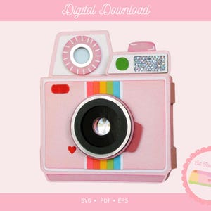 Tarjeta de cámara retro 3D SVG/Archivo de papel para manualidades (Descarga digital)