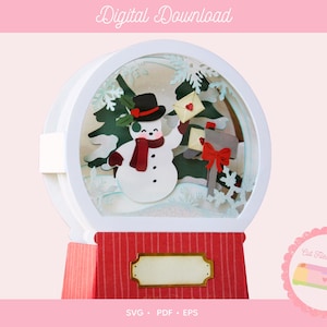 Christmas Snow Globe 3D Box Card SVG (Digital Download)