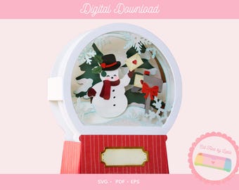 Christmas Snow Globe 3D Box Card SVG (Digital Download)