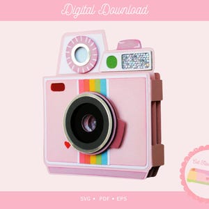 3D Retro Camera Card SVG | DIY Paper Craft File (Digital Download) image 2
