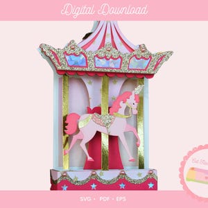 Carousel Box Card SVG | 3D Paper Craft Template | Cricut & Silhouette Cut File