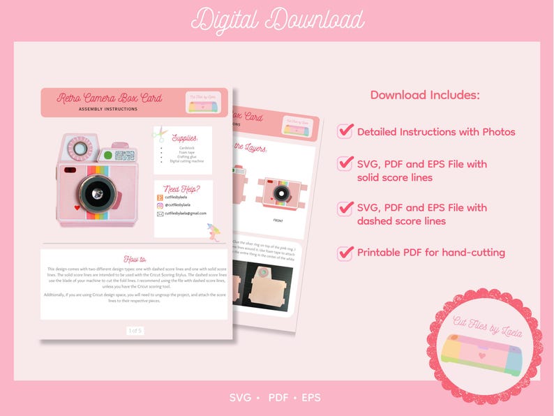 3D Retro Camera Card SVG | DIY Paper Craft File (Digital Download) image 3
