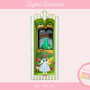 Wizard of Oz Book Nook SVG | 3D Layered Paper Cut Shadow Box | Cricut Silhouette File