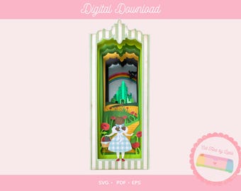 Wizard of Oz Book Nook SVG | 3D Layered Paper Cut Shadow Box | Cricut Silhouette File