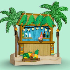 Tiki Bar Pop Up Box Card SVG