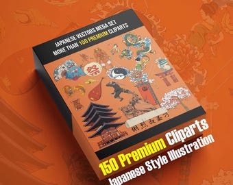 Megaconjunto de vectores japoneses | Más de 150 cliparts premium para diseño gráfico | AI, CDR, EPS | Paquete de ilustraciones de estilo japonés