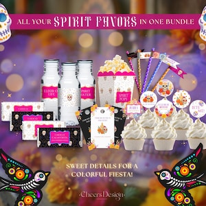 Tag der Toten Party Pack | Zuckerschädel Favor Bundle |  Bearbeitbare Canva Vorlagen und Printables | SDDM