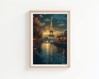 Paris Eiffel Tower Vintage Travel Poster (No Text) - French Art Deco Print - France Wall Art - Retro European Decor