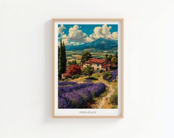 Provence Lavender Fields Vintage Travel Poster - French Countryside Wall Art - Retro France Print - Home Decor