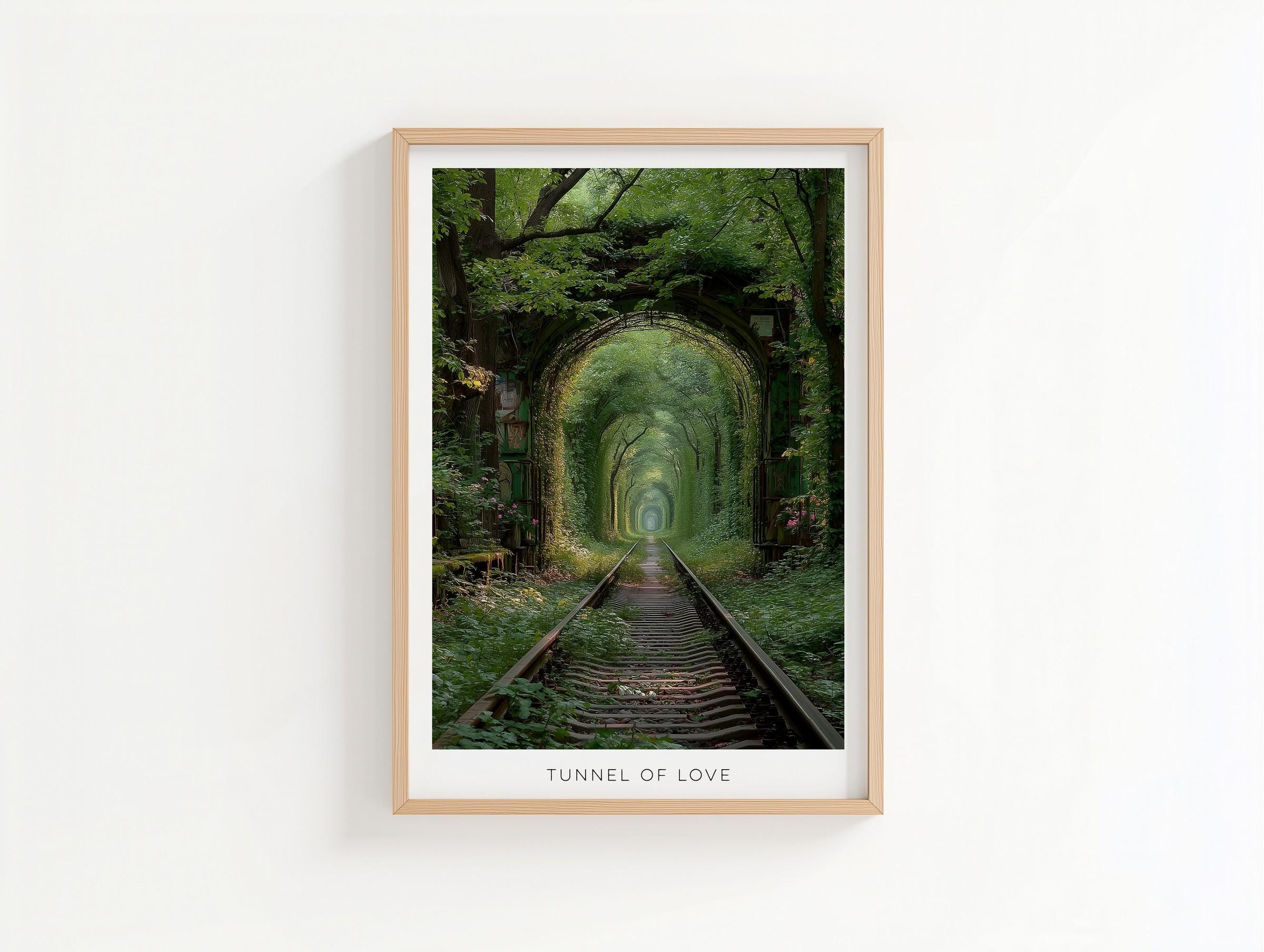 Tunnel of Love Ukraine Vintage Travel Poster - Railway Wall Art Print - European Romantic Destination Decor