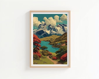 パタゴニアの風景プリント：国立公園旅行アート（複数サイズ） - Etsy 日本