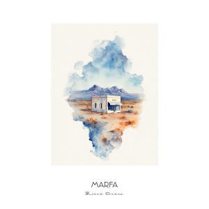 Marfa United States Watercolor Art Print - Landscape Cityscape Wall Art Home Decor Gift