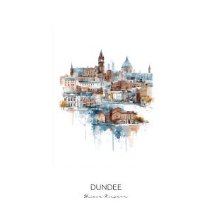 Dundee United Kingdom Watercolor Art Print - Cityscape Landscape Wall Art Home Decor Travel Gift
