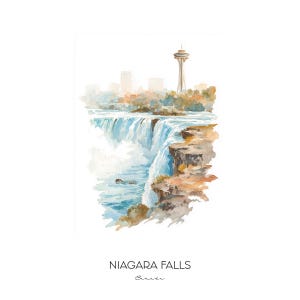 Niagara Falls Canada Watercolor Art Print - Majestic Landscape Wall Art Home Decor Travel Gift