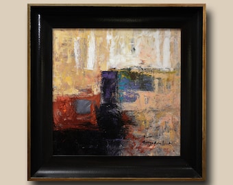 Abstract Acrylic Painting: Textured Geometric Art, Framed Canvas (20" x 20")