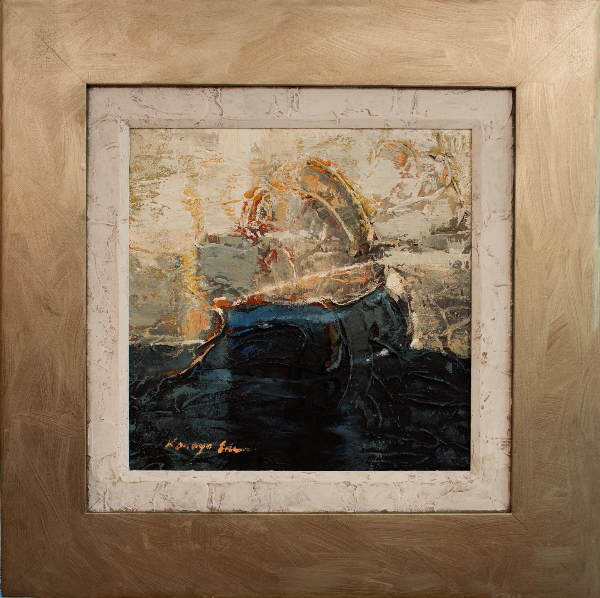 kanademono ALUMI　Art Frame Brown ＋ Black Vintage Style Art, Retro 70s Afro Samurai, Framed Canvas