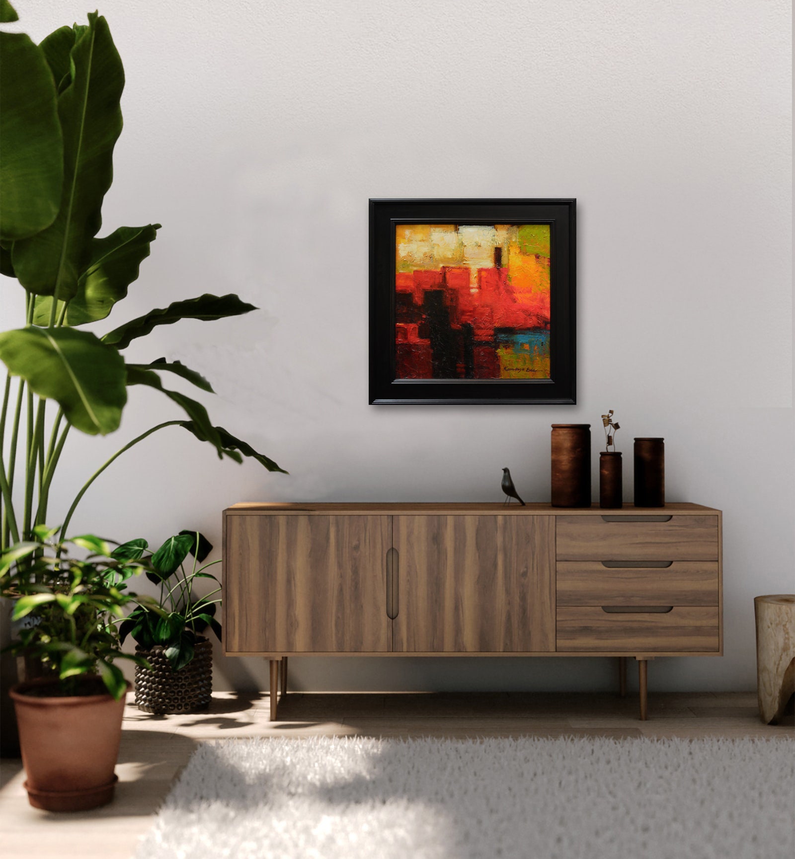 Original Framed Abstract Oil Painting on Canvas. Wall Art Etsy