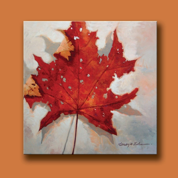 Peinture Acrylique Abstraite De Feuilles D'érable En Automne