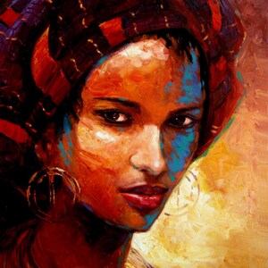 African art, Fulani, Lady art print on canvas, black art, ethnic art , African woman art, portrait art, African American, black woman art