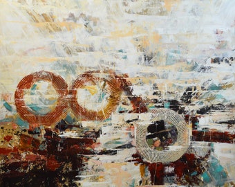 Textured Abstract Art Print on Canvas: Modern Bohemian Decor