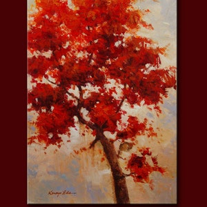 24in x 36in original red tree art on canvas image 2